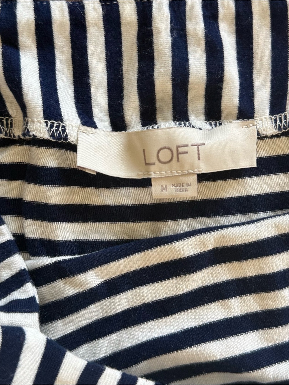 LOFT Navy & White Striped Tee